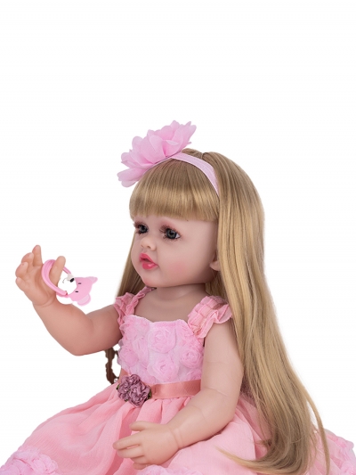 Говорящая силиконовая кукла Реборн девочка Лилиан, 55 см-8
